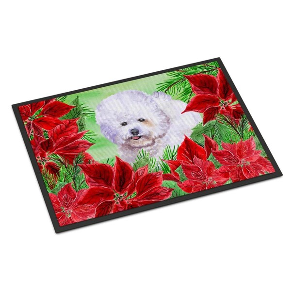 Carolines Treasures Bichon Frise Poinsettas Indoor or Outdoor Mat, 18 x 27 in. CK1297MAT - main